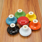 HUAMULAN 15PCS Glossy Ceramic Knobs Button Round Mushroom Cabinet Dresser Vintage Pulls Door Handles Cupboard Wardrobe Drawer, Dia. 1.5 inch 38mm, Mixed Color