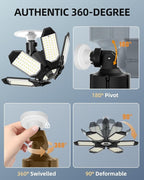 Adiding LED Garage Light Rotatable, Bright Basement Shop Ceiling Bay Lighting Fixture w/ 6 Adjustable Panels Screw in E26 E27 Bulb Base for Attic, Shed, Warehouse, Home Gym, Utility, Workshop