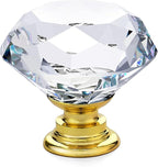 Ravinte Crystal Knobs for Dresser Drawers & Glass Cabinets - Diamond Shaped, 30 mm with Gold Base
