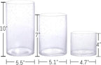 Large Hurricane Candle Holder Set of 3 Clear Candle Holders for Pillar Candles, Seeded Bubbles Glass Candle Holder for Table Centerpiece, Glass Cylinder Vases for Home, Patio and Wedding 10" 7" 4" H