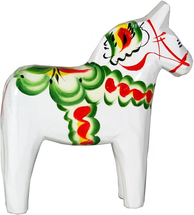 ScandinavianShoppe Swedish Wooden Dala Horse - White - 5" Miniature Figure