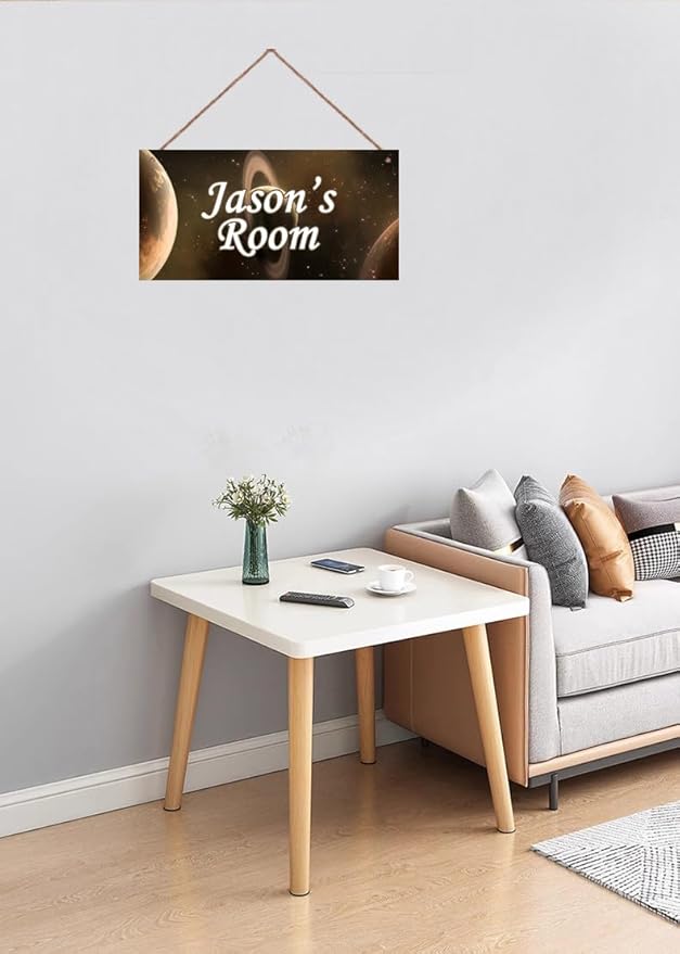 Personalized Outer Space Man Cave Sign For Boys Room Bedroom Custom Name Science Fiction Theme Kids Toddler Baby Nursery Door Plaque Planet Wall Art Decor For Little Man Cave