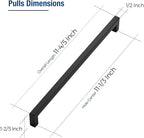 JOY DECOR 10 Pack Cabinet Handles, Black Cabinet Pulls, 11-1/3 Inch Kitchen Closet Handles Square Drawer Pulls Stainless Steel Drawer Hardware, 288mm Hole Centers