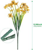 12 Bundles Artificial Flowers Outdoor UV Resistant Flowers No Fade Faux Plastic Plants Garden Porch Window Box Decorating (Yellow)