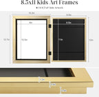 [3-Pack] Kids Art Frames, 8.5x11 Front Opening Kids Artwork Frames Changeable, Gold Artwork Display Storage Frame for Wall, Holds 50 Pcs, for 3D Picture, Crafts, Hanging Art, Portfolio