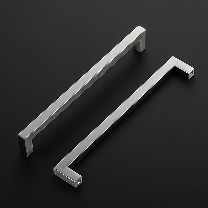 Ravinte 3 Pack Brushed Nickel Kitchen Cabinet Handles 8-4/5 Inch Cabinet Pulls Square Kitchen Hardware for Cabinet Drawer Pulls Drawer Handles Come with Screwdriver