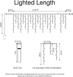Icicle Lights Outdoor, 19.6FT 306 LED Christmas Lights with 54 Drops, Dimmable Hanging Lights with Remote, Timer, and 8 Light Modes, Connectable Twinkle Fairy Lights Holiday Decorations, Warm White