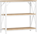 Homeiju Console Table 31.5" Width, 3-Tier Entryway Table with Storage, Industrial Sofa Table with Open Shelves, Foyer Tables for Entryway, Hallway, Kitchen, Living Room and Bedroom, Light Coffee