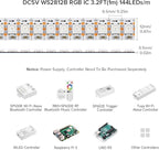 BTF-LIGHTING WS2812B IC RGB 5050SMD Pure Gold Individual Addressable LED Strip 3.28FT 144LED 144Pixel/m Flexible Full Color IP65 DC5V for DIY Chasing Color Project(No Adapter or Controller)