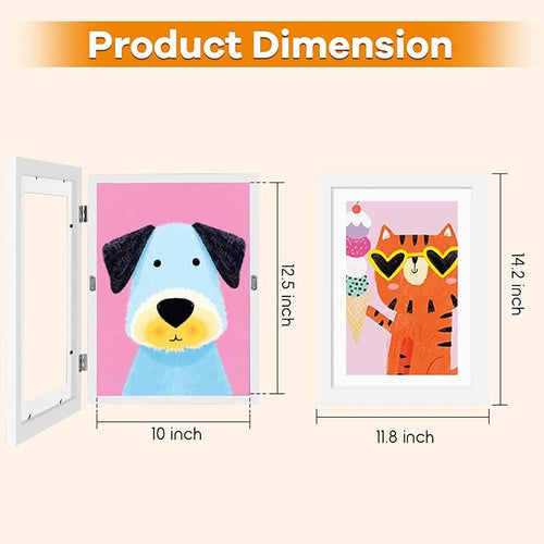 2 Pack Kids Artwork Frames Changeable 10 x 12.5 Inch Children Art Projects Kids Art Frames Front Opening Picture Display Frame, White