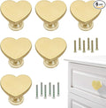 6 Pcs Brass Heart-Shaped Gold Cabinet Knobs, Suitable for Bathroom & Kitchen Drawer Pulls