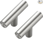 5 Pack Brushed Nickel Cabinet Knobs - Kitchen Cabinet Knobs Silver Cabinet Pulls for Kitchen Cabinet Drawer Stainless Steel Dresser Knobs for Cabinet Hardware 2in Length Single Hole T Bar