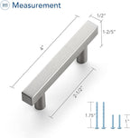 Ravinte Brushed Nickel Cabinet Handles 5 Pack 2-1/2 inch Satin Nickel Square Cabinet Pulls Silver Hardware for Kitchen Cabinets 4 inch Overall Length Stainless Steel Drawer Pulls