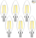 6-Pack Dimmable E12 LED Candelabra Bulbs 40Watt Equivalent, 5000K Daylight White, 450Lumens, 4W B11 Vintage Chandelier Light Bulbs, LED Filament Clear Glass Candle Lamp for Ceiling Fan Home Decor