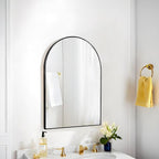 24x16 Arch Mirror Rectangle Wall Mounted Metal Frame Mirrors for Entryway Bedroom Bathroom Living Room 16 24 inch Black
