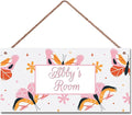 Personalized Butterfly Sign Flowers Themed Girls Bedroom Decor Fantasy Sign Door Decor for Kids Room Nursery Wall Decorations Stuff For Little Man Cave Boys Room