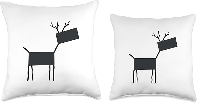 Cute Scandinavian Animals Designs Chic Deer Moose Scandinavian Elk Minimalism Reindeer Throw Pillow, 16x16, Multicolor
