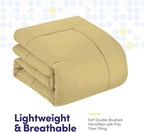 Sweet Home Collection 7 Piece Comforter Set Bag Solid Color All Season Soft Down Alternative Blanket & Luxurious Microfiber Bed Sheets, Camel, Full