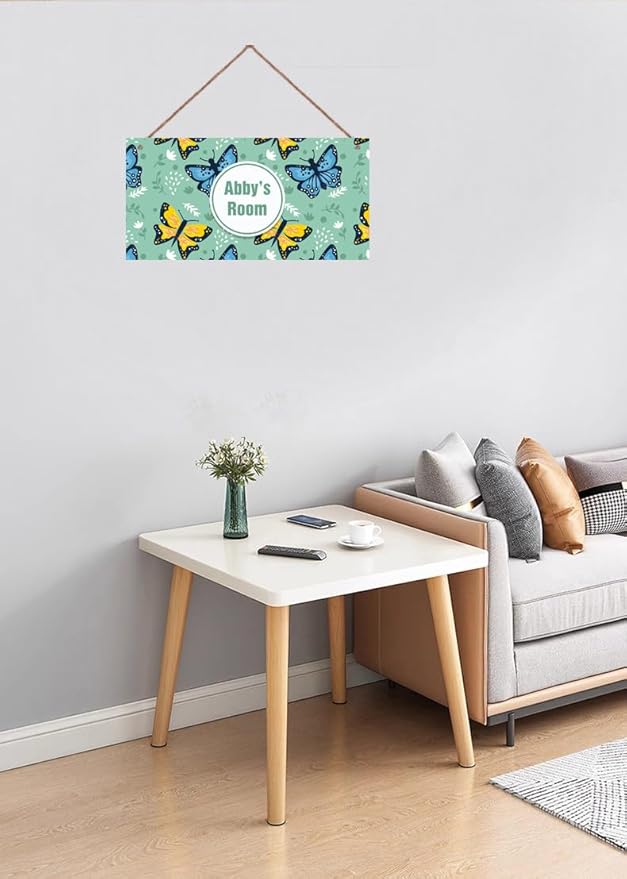 Personalized Sign Butterfly Theme Wall Art Decor For Kids Room Custom Name Door Décor For Little Man Cave Nursery Beautiful Art Plate For Girls Bedroom Boys Room