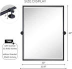 TEHOME Pivot Mirror Matte Black Bathroom Mirror Squared Edge Rectangle Tilting Beveled Vanity Mirrors for Wall, Overall 33.9 x 40 inches (Mirrror 30 x 40 inches)