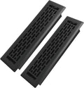 2x12 Inches 2 Pack Heavy Duty Walkable Floor Register - Easy Adjust Air Supply Lever Decorative Floor Vent Covers - Boston Design Vent Covers for Home - Matte Black