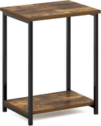 Furinno Simplistic Metal Frame End Table, 1-Pack, Amber Pine