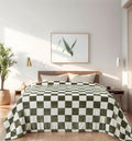 Checkered Twin Size Blanket,66x90 Inches Sage Green Microfiber Soft Cozy Fluffy Warm Hand Made Throw Blankets for Twin/Twin XL Extra Long Bed,Couch, Sofa, Chair, Camping, Picnic,Sage Green