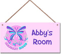 Personalized Butterfly Sign Cute Kids Cartoon Themed For Kids Room Door Decor,Custom Name Wall Decor Decorative Plate for Nursery Girls Room Boys Bedroom