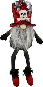 Admired By Nature ABN5D019R-RD, Sitting Halloween Plush Tomte Gnome Swedish, Scandinavian Style Decor, Dangle Leg Shelf sitters, Reversible Sequin Color Home Décor, Red/Silver, X-Large