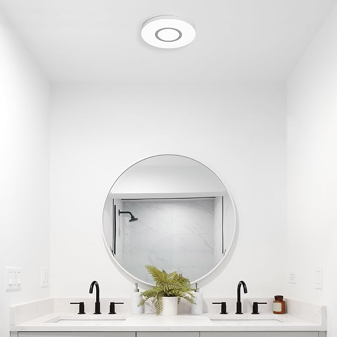 Homewerks 7141-80-RGB Bathroom Fan with Light LED Color Changing and Dimmable, SmartVent Humidity Sensing Ventilation Fan with Remote, 80 CFM 1.0 Sones