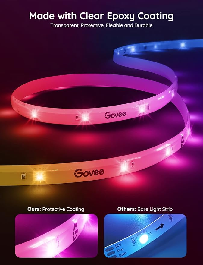 Govee 65.6 feet RGBIC LED Strip Lights for Bedroom, Smart Strip Lights Alexa Compatible, Color Changing LED Lights, Home Decor, 2 Rolls of 32.8 feet