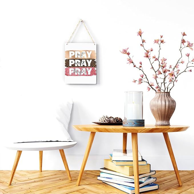 Inspirational Decor Pray On It Bible Verse Wall Art Christian Gifts for Women Scripture Wooden Hanging Sign for Modern Home Office Kids Room Bathroom Bedroom Wall Art Decoration 8 x 10 Inches