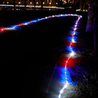 50ft 360 LED Waterproof Rope Lights, 110V Connectable Indoor Outdoor Led Rope Lights for Deck, Patio, Pool, Camping, Bedroom Decor, Landscape Lighting and More (RED+White+Blue)