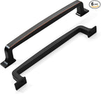 Khtumeware 6 Pack 6-1/4 Inch Modern Oil Rubbed Bronze Cabinet Pulls and Drawer Handles for Kitchen Cabinets and Cupboards