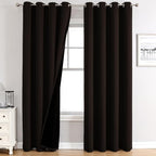 ChrisDowa 100% Blackout Curtains for Bedroom with Black Liner, 2 Thick Layers Total Blackout Thermal Insulated Grommet Long Window Curtains 2 Panels Set (Brown, 52 x 95 Inch)