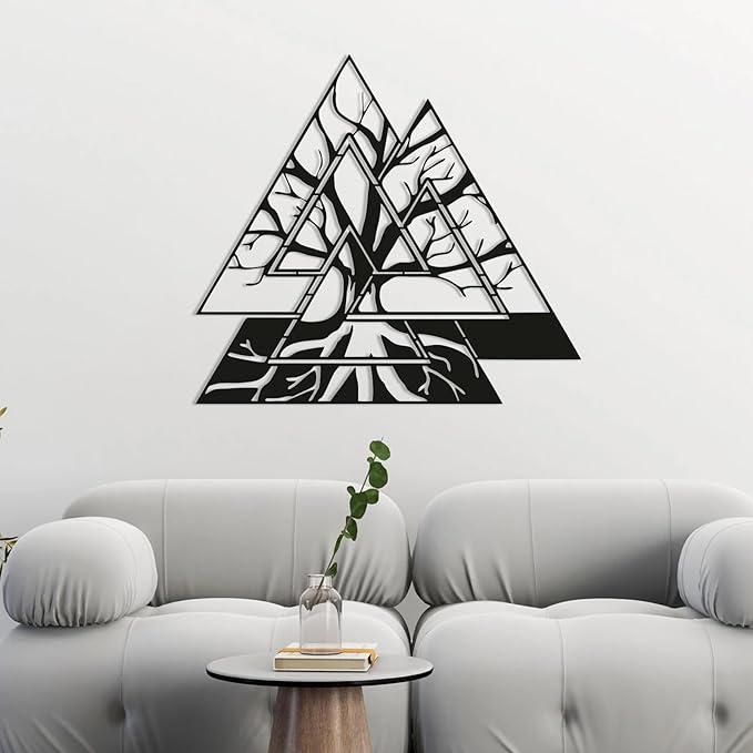 Metal Viking Wall Decor, Tree of Life Metal Wall Art, Norse Viking Decor, Norse Pagan Decor, Pagan Wall Decor, Tree of Life Wall Sculpture, Scandinavian Home Decor, Godly Home Decor (Silver, 31"x31"|80x80cm)