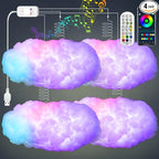 4PCS 3D Big Cloud lightning Light Kit Music Sync Warm Multicolor lightning Changing Strip Lights 360 Degree Wireless Remote APP NO DIY Coolest Decorations for Adults and Kids Indoor Home Bedroom