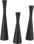 Vixdonos Matte Black Taper Candle Holders Metal Candlestick Holders Set of 3 Table Mantel Decorative Candle Stand for Dinning,Party，Wedding,Home Decor(Matte Black)