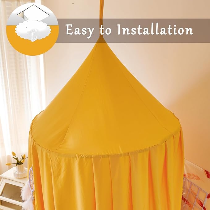 dix-rainbow Princess Decor Canopy for Kids Bed, Soft and Durable Bed Canopy for Girls Room Tent Canopy Dreamy Mosquito Net Bedding, Children Reading Nook Canopies Indoor