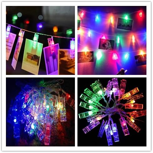 50 LED Photo Clip Fairy Lights for Home Bedroom Wall - Twinkle Starry Decor for Halloween, Thanksgiving, Christmas, Party, Wedding - Multicolor