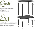 Apicizon 2 Tier End Table, Small Side Table with Solid Wood Legs, Boho Bedside Table with Storage Shelf, Nightstand for Small Spaces, Bedroom, Living Room, Entryway, Farmhouse, Easy Assembly, Black