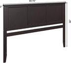 AFI, Madison King Solid Wood Panel Headboard with Attachable Charger, Espresso