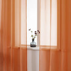 DUALIFE 54 Inch Length Sheer Curtains Burnt Orange for Bathroom 2 Panels Set Grommet Small Transparent Short Curtains for Bedroom Kitchen 52x54 Inches Long Terracotta Rust
