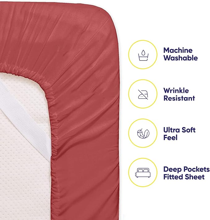 Sweet Home Collection 6 Piece 1500 Supreme Collection Brushed Microfiber Deep Pocket Sheet Set-2 Extra Pillow Cases, Great Value, Rv Short Queen, Burgundy