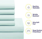 Sweet Home Collection 7 Piece Comforter Set Bag Solid Color All Season Soft Down Alternative Blanket & Luxurious Microfiber Bed Sheets, Aqua, Full