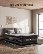 Airefina Air Mattress Full with Built in Pump, 18" Comfort Blow Up Mattress Quick Inflation/Deflation, Inflatable Mattress with Carrying Bag Portable for Guest Home Full Size Colchones Inflables