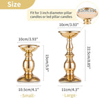 2 Pcs Gold Pillar Candle Holders, Gold Candlestick Most Ideal for 3" Pillar Candles, Gifts for Wedding, Party, Home, Spa, Reiki, Votive Candle (2 x S)