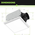 Homewerks 7141-80-G4 Bathroom Fan Integrated LED Light Ceiling Mount Exhaust Ventilation Whisper Quiet 1.1 Sones 80 CFM, White