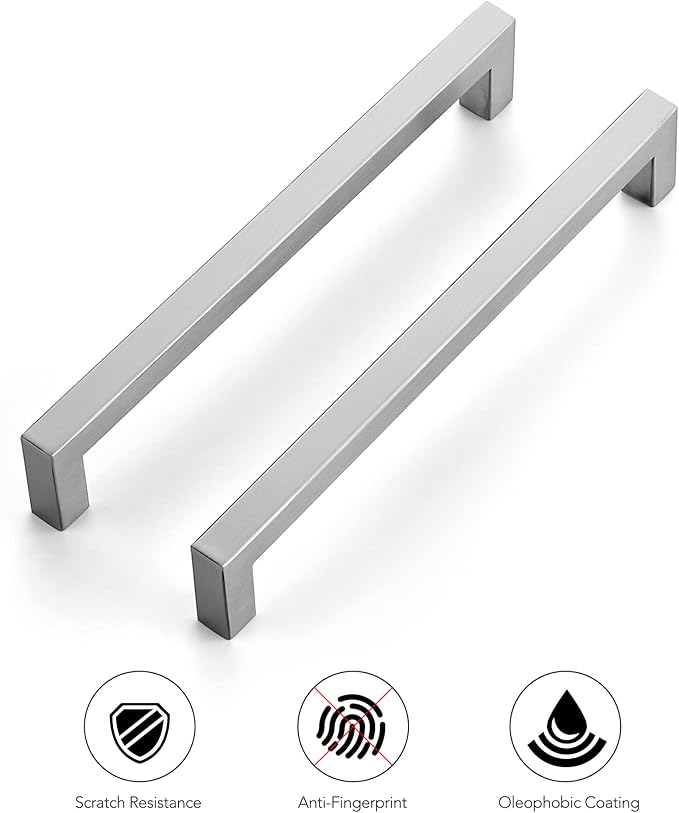 Ravinte 15 Pack 7-1/2 Inch Kitchen Square Cabinet Handles Satin Nickel Pulls Brushed Nickel Kitchen Cabinet Hardware Handles for Cupboard Drawer Pulls