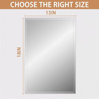 Frameless Mirror for Bathroom Vanity,13x18in Wall Mounted Mirrors for Over Sink Decorative Rectangular Frameless Mirror,With Polished Edge,Hangs Horizontally Or Vertically,Entryways,Room,Shatterproof